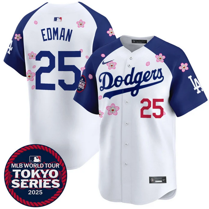 Men Los Angeles Dodgers 25 Edman Tokyo Series 2025 white Limited Stitched Jersey